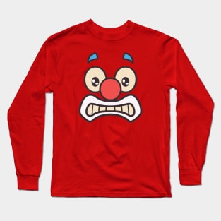 Funny Clown Face Cartoon Illustration Long Sleeve T-Shirt